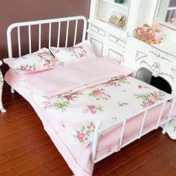 1/12 Dollhouse Miniature Bed Four Piece Bed Set Bed Sheet Quilt Pillow Quilt Cover Bedding Set Doll Bedroom Decoration Toy