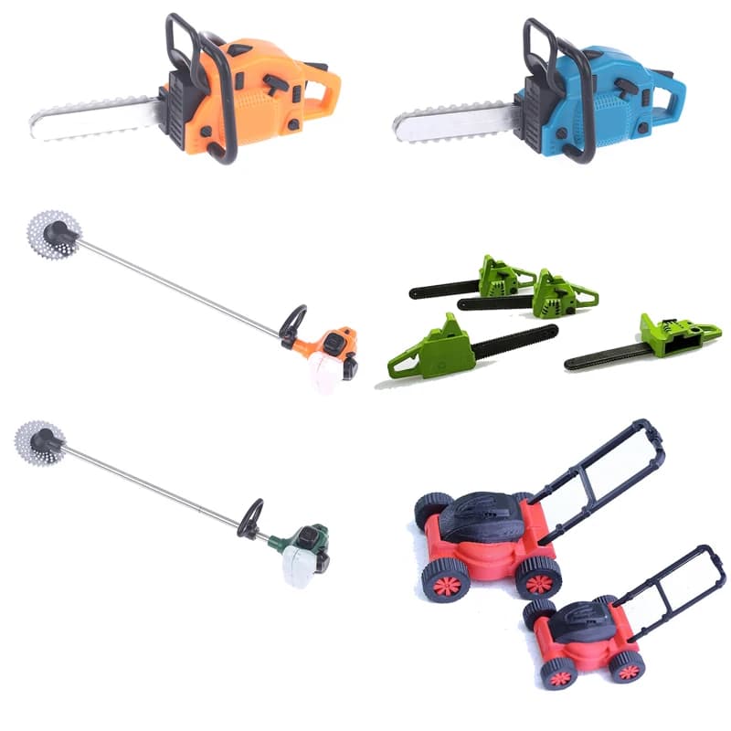 1PC Simulation Repair Tool Saw 1:12 Dolls Houses Miniature Chain Saw Lawn Mower Garden Decor Furniture Accessories Pretend Toys