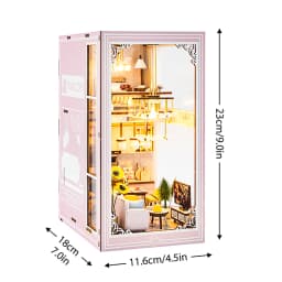 Wooden DIY Book Nook Kit Miniature Doll House 3D Puzzl Bookend Toy Assembly Model Building Bookshelf Insert Decor With LED Light
