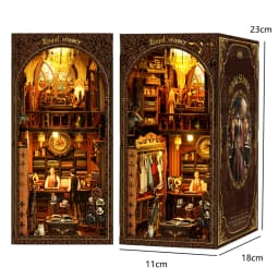 Wooden DIY Book Nook Kit Miniature Doll House 3D Puzzl Bookend Toy Assembly Model Building Bookshelf Insert Decor With LED Light