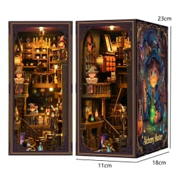 Wooden DIY Book Nook Kit Miniature Doll House 3D Puzzl Bookend Toy Assembly Model Building Bookshelf Insert Decor With LED Light