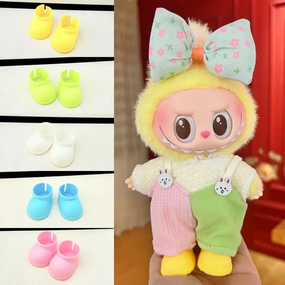 17cm Labubu Doll Rain Boots Set-Waterproof Mini Shoes&Outfit, Rainy Day Clothes for Labubu Dolls,Cute Doll Fashion Accessories