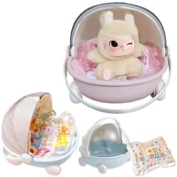 For labubu Doll storage box, dust-proof cotton doll, transparent cradle, family storage tool box, portable display cabinet