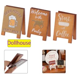 Dollhouse Miniature Simulation Wooden Billboard Bakery Coffee Shop Beer House Signboard Model DIY Play House Toys Accessories