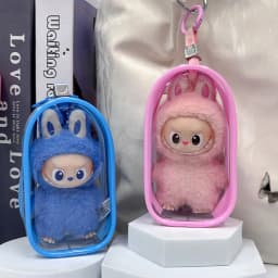 For Mini Labubu Pin For Love V4 Transparent Colorful Protector Case Doll Accessories Plush Doll Display Bag Outdoor Keychain Toy