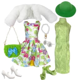 1/6 Doll Clothes Fashion Mix Green Dress Bag Shoes Suit for 12 inch Fashion Doll Outfits Handmade 30cm Doll Clothing Accessories