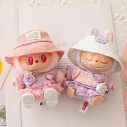 Mini Doll'S Clothes Outfit Accessories for 15-17cm Ropa Labubu & 10cm Cotton Doll Love Hoodie Pink Yarn Skirt Clothing no doll