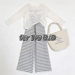 BJD (1/6 BJD Doll Clothes) Baby Clothes Leisure Walking Set Cover dress Striped Long Pants Cloth Bag--Trendy Doll Outfit