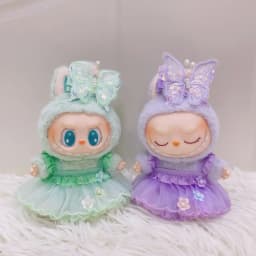 17cm Labubu 1-3 Gen Doll Outfits | Purple Butterfly & Green Butterfly Fairy Dress | Clothes for Labubu Accessories