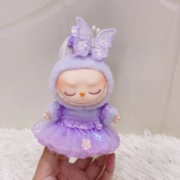 17cm Labubu 1-3 Gen Doll Outfits | Purple Butterfly & Green Butterfly Fairy Dress | Clothes for Labubu Accessories