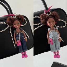 Ins Korean Version Spice Girl Princess Doll Pendant Keychain Cute African Black Skin BABI Doll Fashion Bag Decor Keychain Gift
