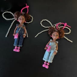 Ins Korean Version Spice Girl Princess Doll Pendant Keychain Cute African Black Skin BABI Doll Fashion Bag Decor Keychain Gift