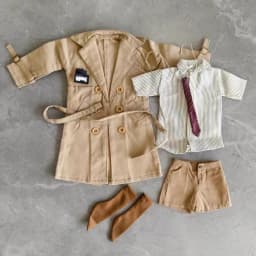 1/4 1/6 Doll's Clothes Suit for 45/30cm Bjd Doll Coat+work Badge+shirt+tie+shorts Uniform Dress Up Toys Doll Accessories,No Doll