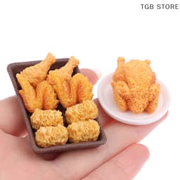 1Set Mini Simulation Fried Chicken Miniatures Food Doll House Decor DIY Supplies Model Food Ornament Toy Dollhouse Accessories