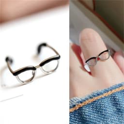 1Pc Dollhouse Miniature Glass Model Mini Simulation Adjustable Enamel Painting Glasses Open Ring Finger Buckle Tail Ring Decor