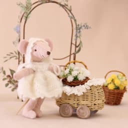 Miniature Rattan Stroller OB11 BJD Doll Stroller Mini Wicker Bassinet Carriage for Dollhouse Role Play & Photography