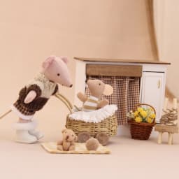 Miniature Rattan Stroller OB11 BJD Doll Stroller Mini Wicker Bassinet Carriage for Dollhouse Role Play & Photography