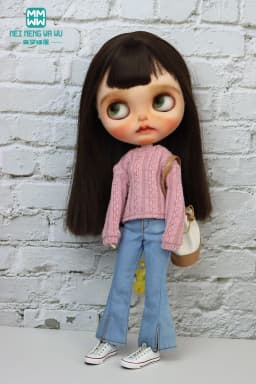Clothes for Doll Fashionable Sweater Cardigan Fits 28cm Blyth Azon OB22 OB24 Toys Gift