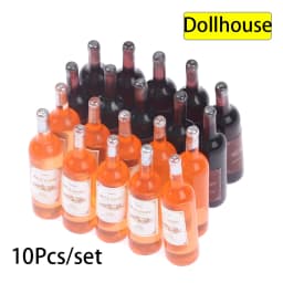 10Pcs 1/12 Dollhouse Mini Wine Bottle Sparkling Water Set Simulation Drinks Model Toys Decor Accessories