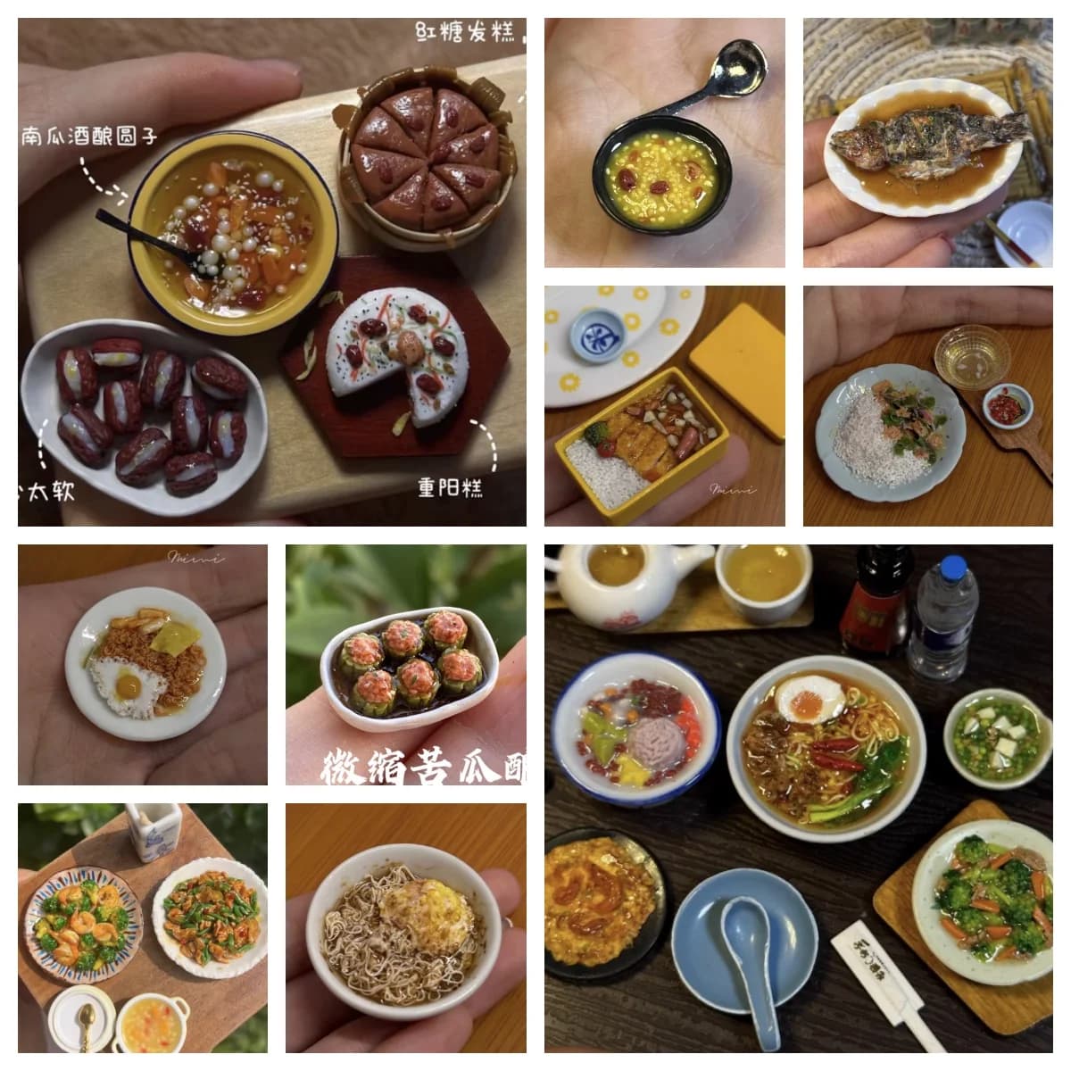 Handmade Miniature Chinese Food Collection, Realistic Daily Meals Bento Stir Fry Noodles Soup, 1:6 Scale Dollhouse Banquet Set