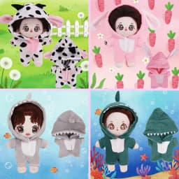 Suitable For 20cm Cotton Dolls, Celebrity Doll Clothes, Cute Plush Animal Jumpsuits, Hoodies, Dresses, Children's Gifts