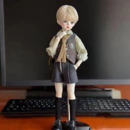 1/4 1/5 Doll's Clothes Suit for 45/36cm Bjd Doll Retro Academy Style Top+shorts+hat+vest+bag+socks Dress Up Doll Accessories