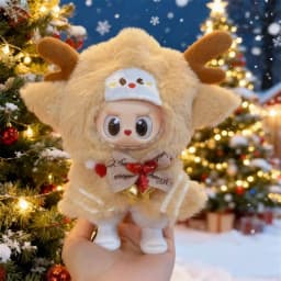 Doll Clothes for 15-17CM Labubu Clothing Merry Christmas Hat Scarf Elk Snowman Set Mini Plush Doll Accessory New Year Dress Gift