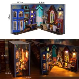 Diy Book Nook Doll House Miniature Wooden Bookshelf Shelf Insert Miniatures Home Model Toys With Furniture LED Light Dollhouse