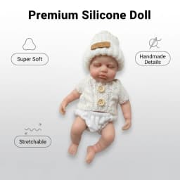 NPK 8inch Loulou Solid Silicone Baby Doll Soft Squishy Elastic Weighted Platinum Silicone Toy 320 Grams