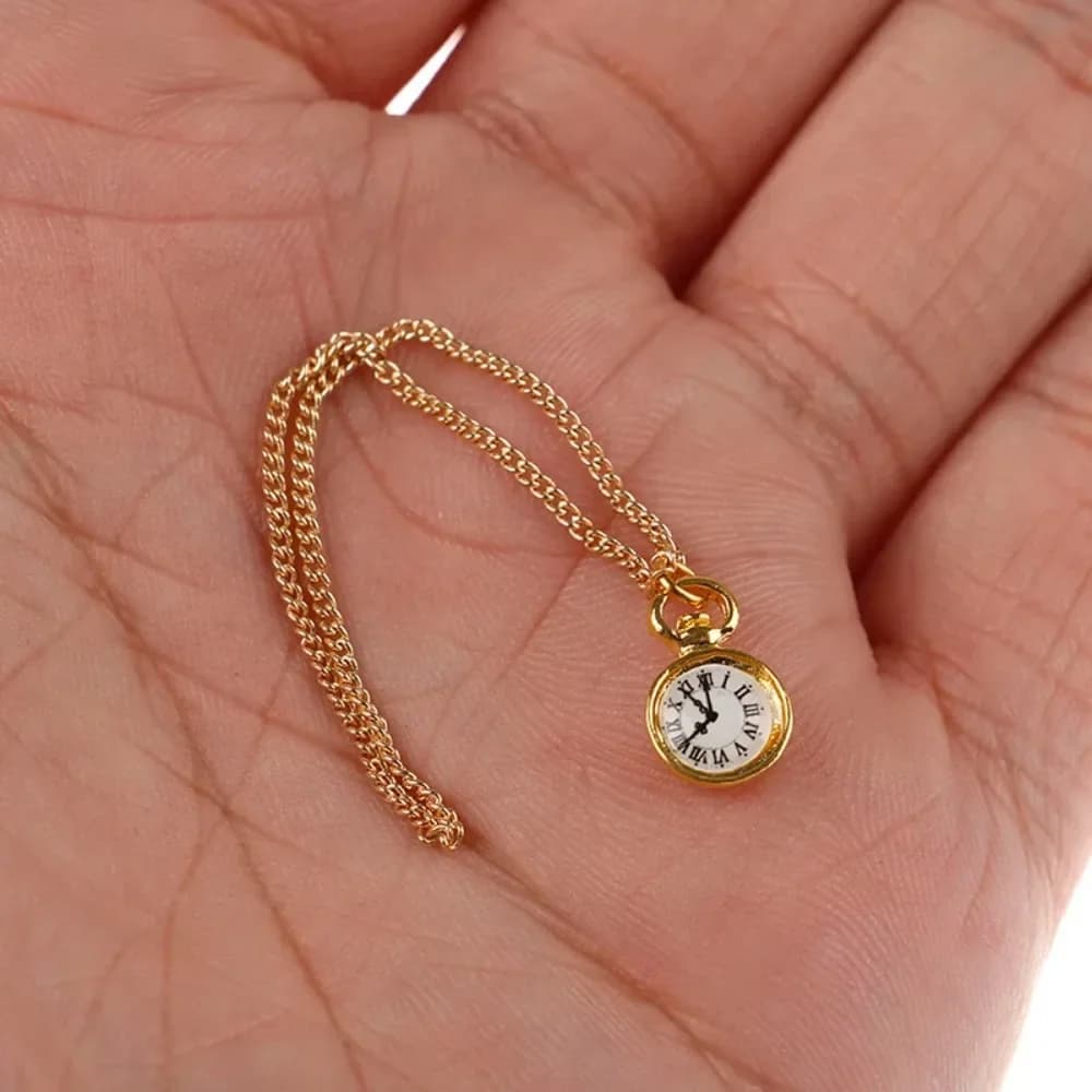 1Pc ob11 Miniature Toy Mini Necklace Pocket Watch for Doll 1/6 Figure Doll Accessories Dollhouse Decoration