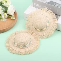 1-5Pcs Dollhouse Handmade Daisy Hat Sun Cap For 1/6 Doll Accessories Doll Cute Hat With Bow Doll Hat Children's Toy Gift