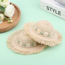 1-5Pcs Dollhouse Handmade Daisy Hat Sun Cap For 1/6 Doll Accessories Doll Cute Hat With Bow Doll Hat Children's Toy Gift