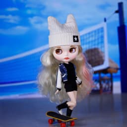 ICY DBS Blyth Doll Pleated Skirt Leather Jacket Hat Set Anime Girl jiontBody 1/6 BJD