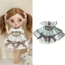 For Blythe Doll Clothes Princess Lace Maid Skirt Set Cartoon Cat Plaid Pants Vintage Dress Clothing OB24 OB22 1/6 Accessories