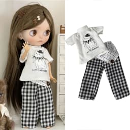For Blythe Doll Clothes Princess Lace Maid Skirt Set Cartoon Cat Plaid Pants Vintage Dress Clothing OB24 OB22 1/6 Accessories