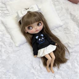For Blythe Doll Clothes Princess Lace Maid Skirt Set Cartoon Cat Plaid Pants Vintage Dress Clothing OB24 OB22 1/6 Accessories