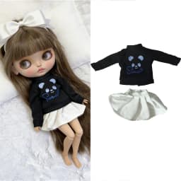 For Blythe Doll Clothes Princess Lace Maid Skirt Set Cartoon Cat Plaid Pants Vintage Dress Clothing OB24 OB22 1/6 Accessories