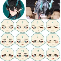 Lunae Ob11 Face 1/12 BJD Doll Handmade Water Sticker Faceplates Game Cosplay Toy Accessories