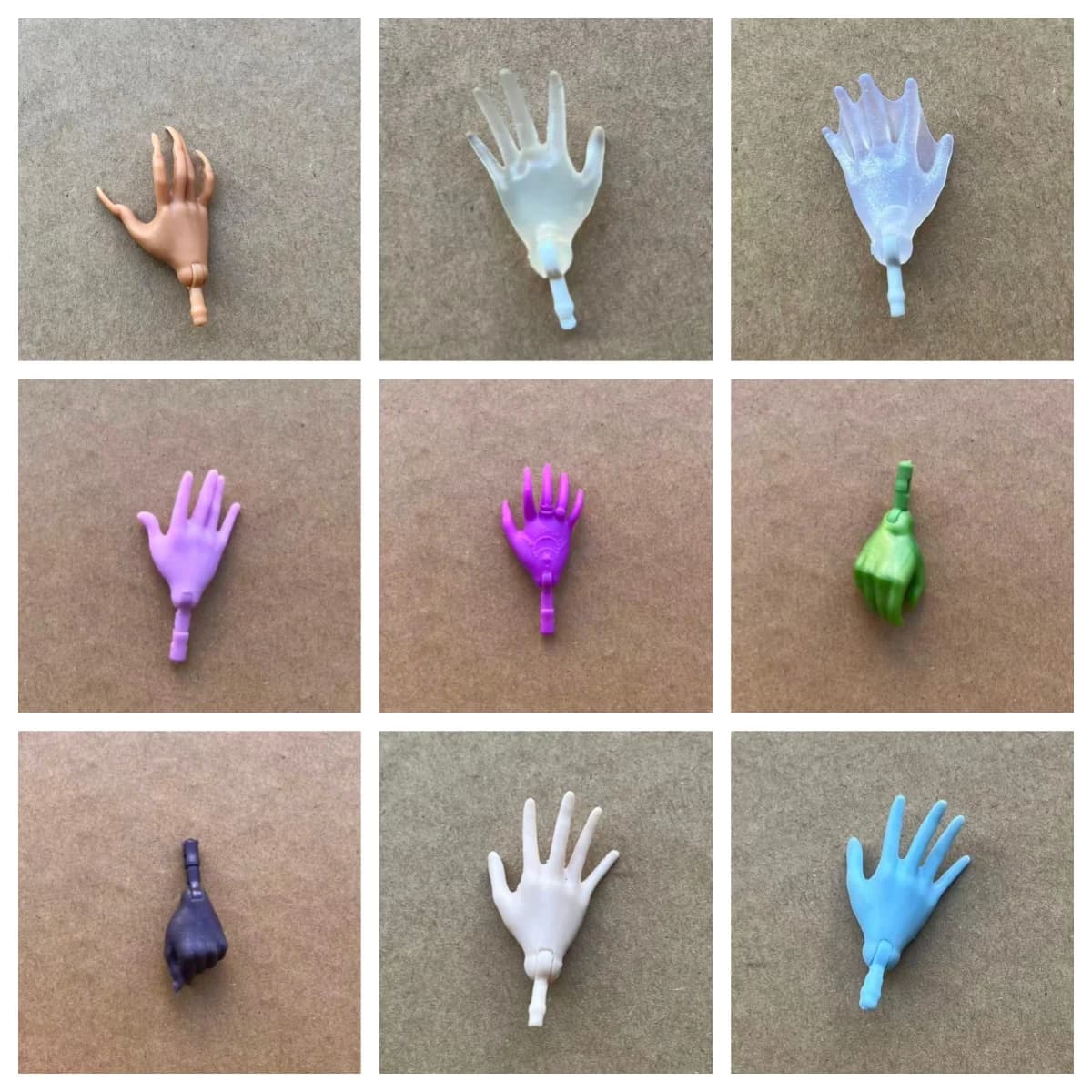 Monster Doll Replacements hands Slim Doll Colorful Hands Clear White Brown Green Purple Blue White Color Doll Parts