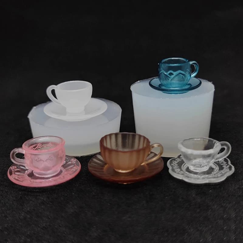 1 Set Dollhouse Miniature Tea Cup Silicone Mold UV Epoxy Turnover Food And Play Bowl Mold Doll Accessories Toy Scene Decoration