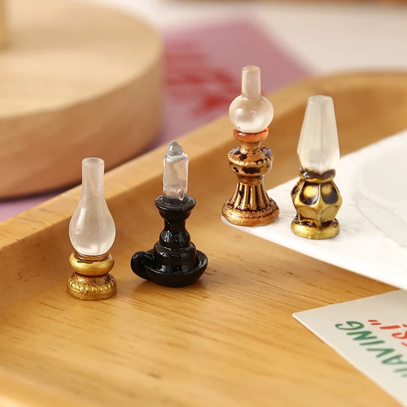 Dollhouse Retro Wall Lamp Oil Lamp Model Kit, 5Pcs Child Pretend Play Toys