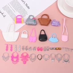10Pcs Dollhouse Miniature Electroplated Crown Necklace Earstuds Bracelets Earrings Pendant Model Dressing Princess Doll Toy