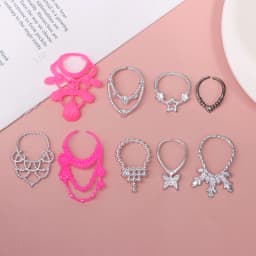10Pcs Dollhouse Miniature Electroplated Crown Necklace Earstuds Bracelets Earrings Pendant Model Dressing Princess Doll Toy