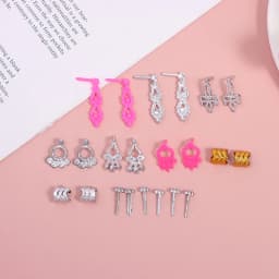 10Pcs Dollhouse Miniature Electroplated Crown Necklace Earstuds Bracelets Earrings Pendant Model Dressing Princess Doll Toy