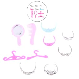 10Pcs Dollhouse Miniature Electroplated Crown Necklace Earstuds Bracelets Earrings Pendant Model Dressing Princess Doll Toy