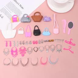 10Pcs Dollhouse Miniature Electroplated Crown Necklace Earstuds Bracelets Earrings Pendant Model Dressing Princess Doll Toy