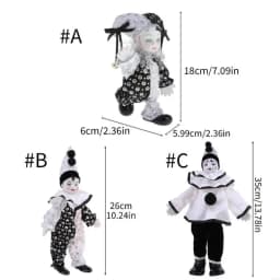 Porcelain Circus Clown Figurine Hand Painted Model Figure Aesthetic Decorative Doll for Home Office Tabletop Display