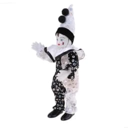 Porcelain Circus Clown Figurine Hand Painted Model Figure Aesthetic Decorative Doll for Home Office Tabletop Display