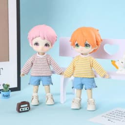 DIY Handmake Stripe Tops Cute 5 Colors T-shirt Casual Clothes Suits for 1/12 BJD Dolls/for 1/11 OB11 Dolls