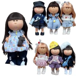 For 24cm Spanish Potato Mia Doll Lovely Outfit Clothing Denim Puppy Overall Dress Plaid Skirt Pants Set Clothes Dollhouse Gift